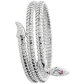 925 Sterling Silver Ladies' Oval Red Eyes Snake Bangle — 26.0g