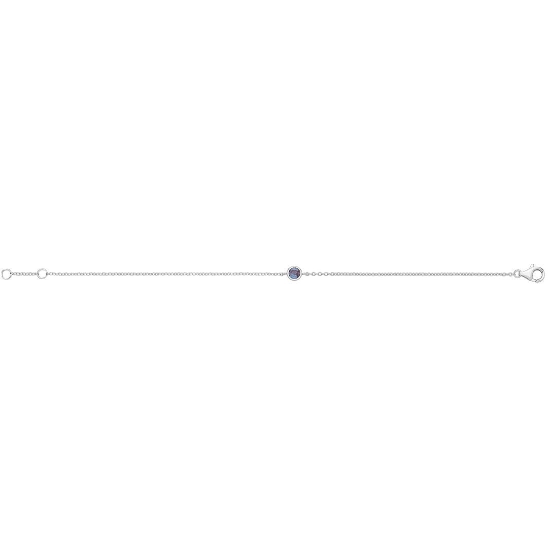 925 Sterling Silver Unisex Alexandrite Solitaire Bracelet — 1.2g