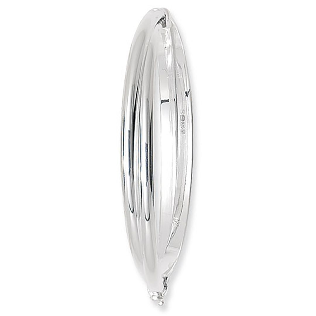 925 Sterling Silver Ladies' Oval Plain Double D Shape Hinged Bangle — 8.7g