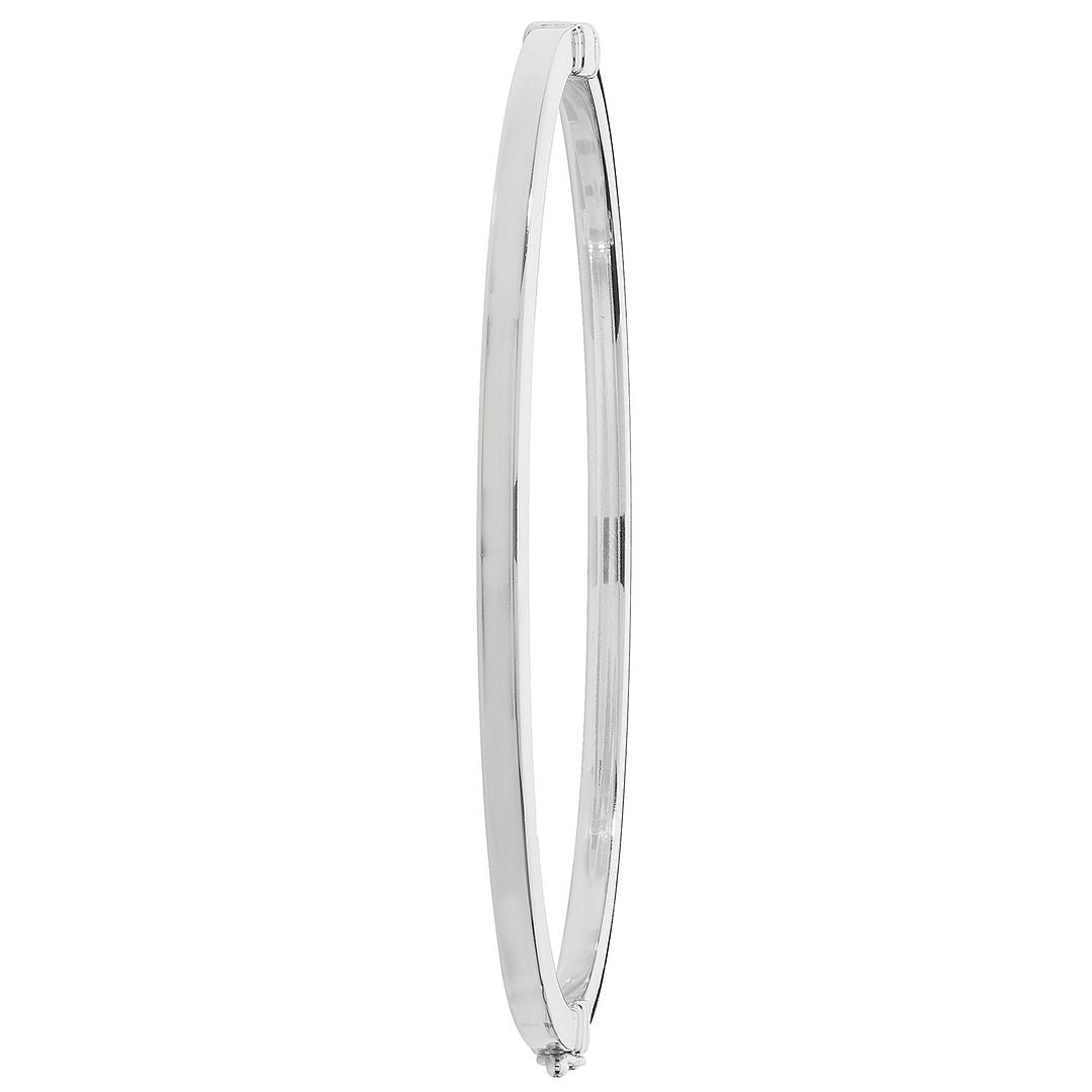 925 Sterling Silver Ladies' Oval Plain Hinged Bangle — 7.4g