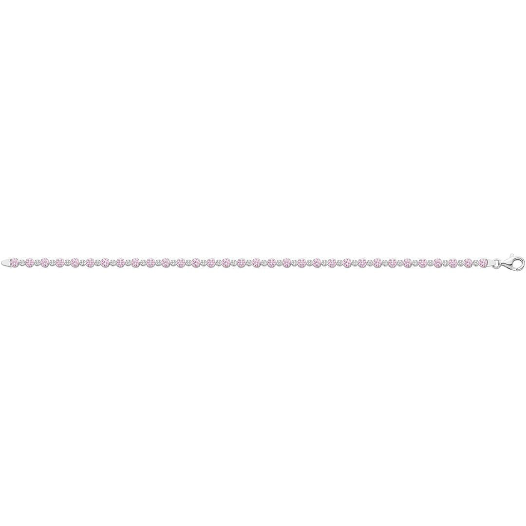 925 Sterling Silver Unisex Pink Tennis Bracelet — 3.4g