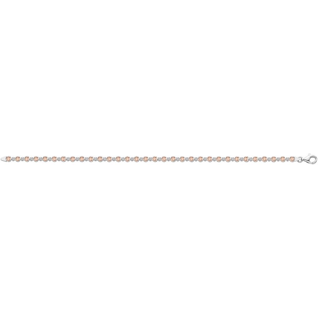 925 Sterling Silver Unisex Morganite Tennis Bracelet — 3.4g