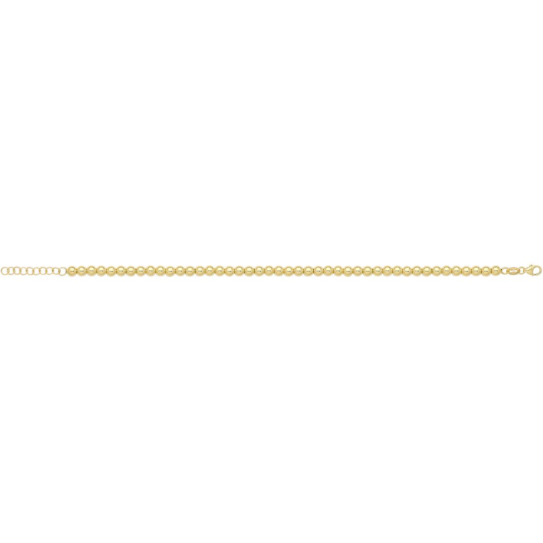 9 Carat (375) Yellow Gold Unisex 7 inches Beaded Bracelet — 7.6g
