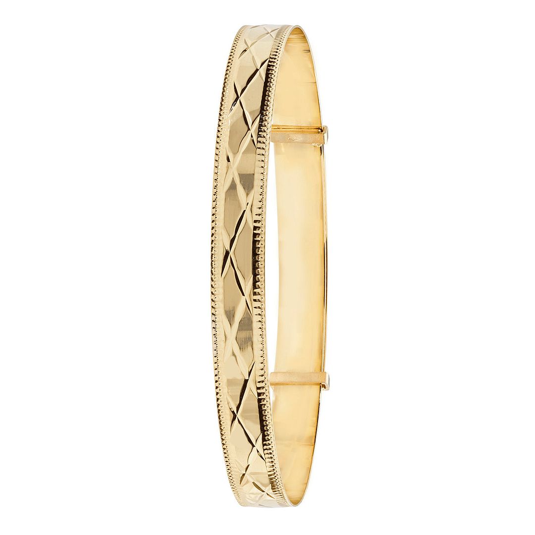 9 Carat (375) Yellow Gold Ladies' Diamond Cut Expandable 6.5mm Bangle — 6.9g