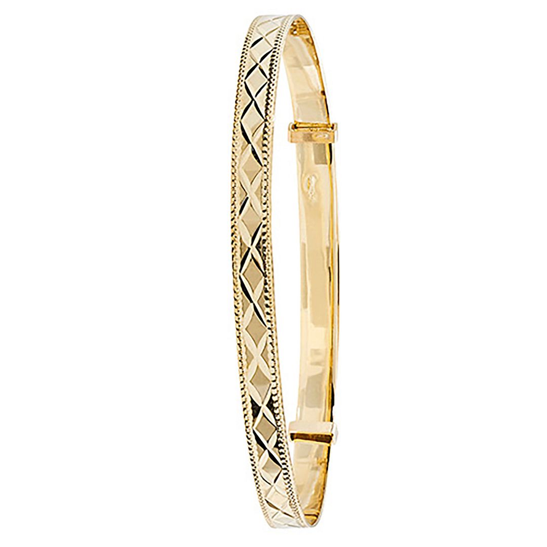 9 Carat (375) Yellow Gold Ladies' Diamond Cut Expandable 4.5mm Bangle — 4.2g