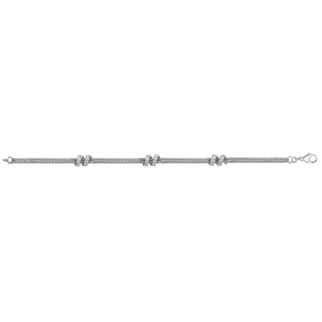 925 Sterling Silver Ladies' Mesh Set Bracelet — 6.0g