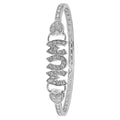 925 Sterling Silver Ladies' Oval Mum Double Hearts Hinged Bangle — 14.5g