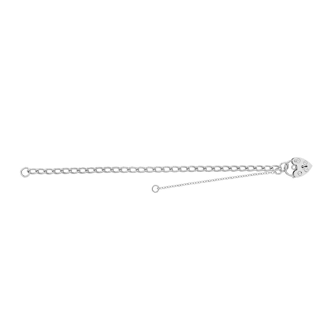 925 Sterling Silver Babies' Charm With Heart Padlock Bracelet — 5.1g