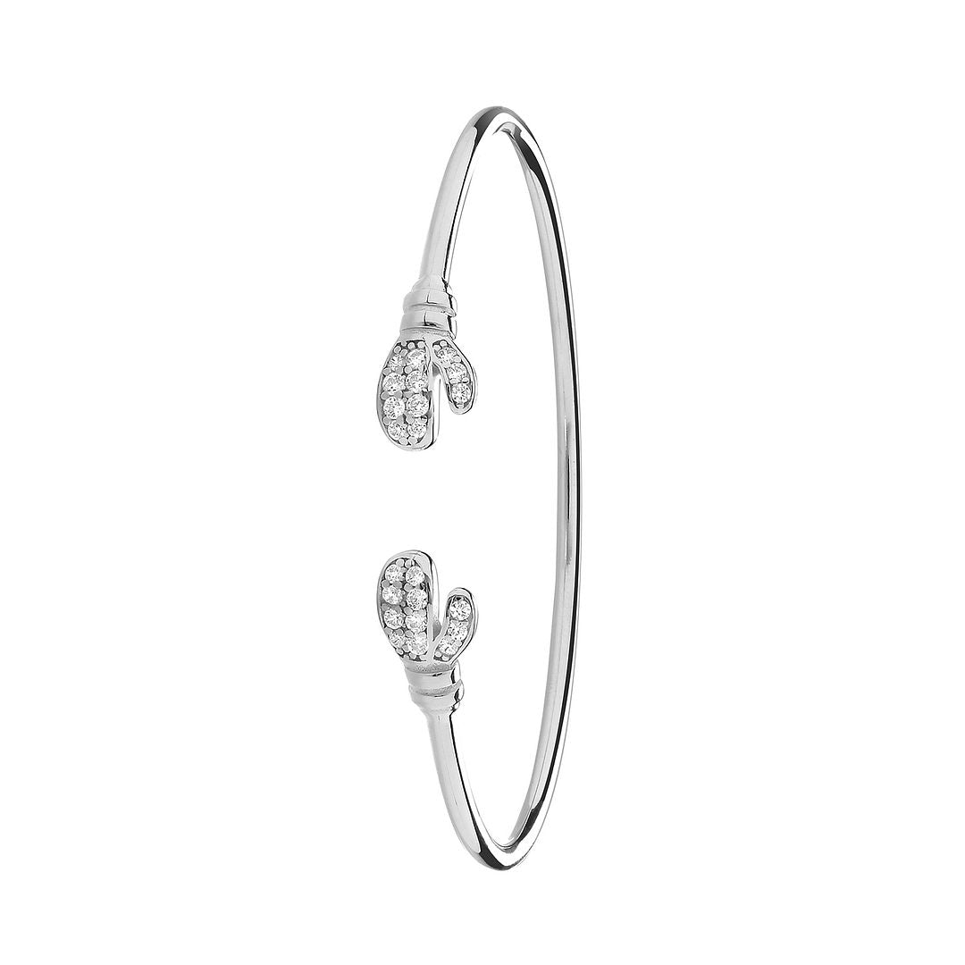 925 Sterling Silver Unisex Maidens Boxing Glove Torc Bangle — 9.1g