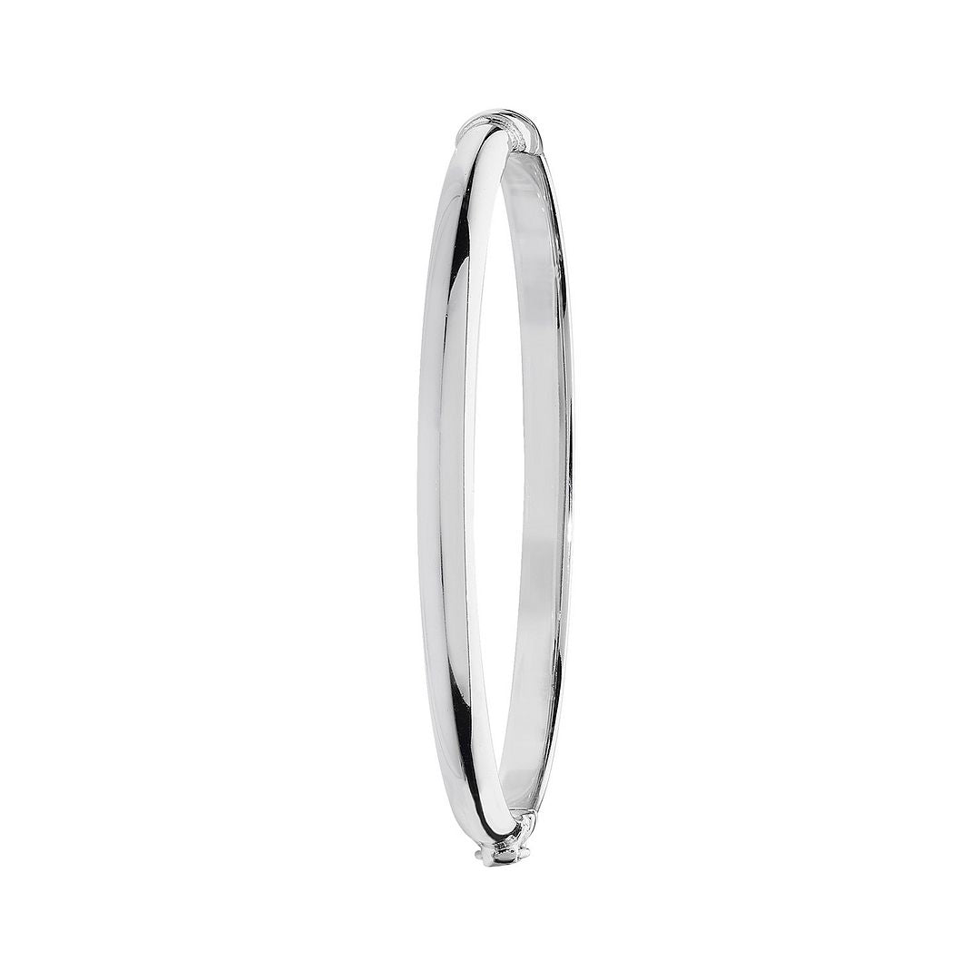 925 Sterling Silver Unisex Maidens Oval Plain Hinged Bangle — 5.4g