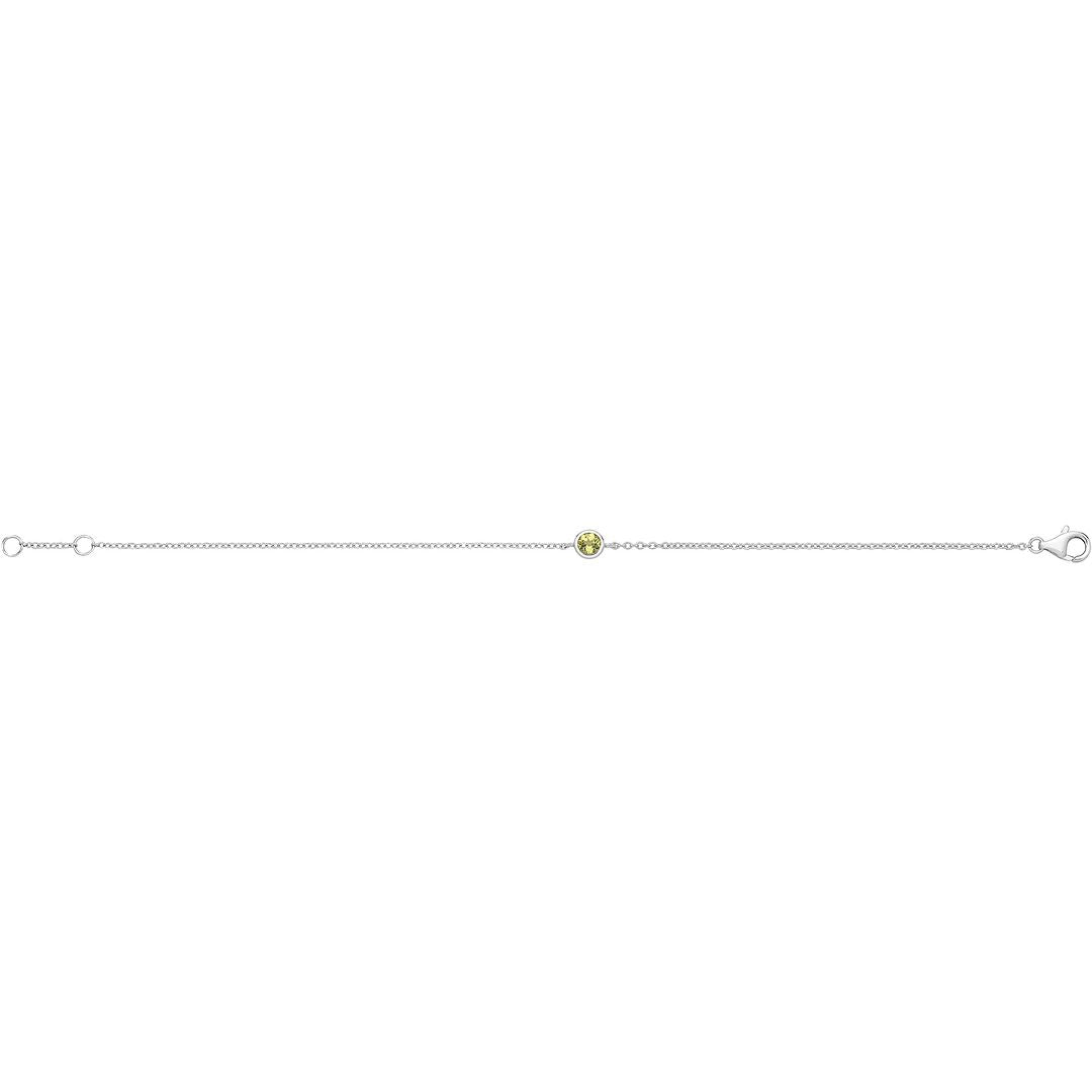 925 Sterling Silver Unisex Peridot Solitaire Bracelet — 1.2g