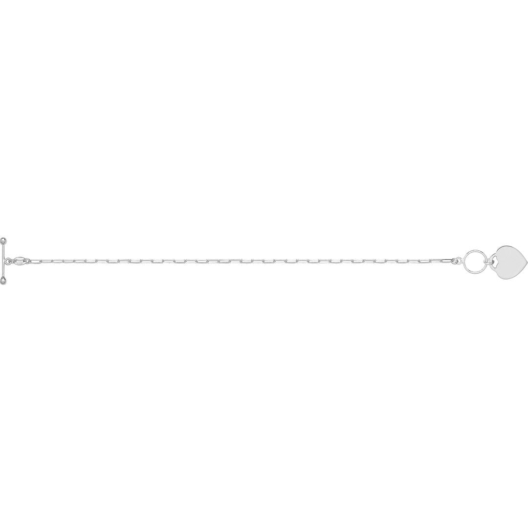 925 Sterling Silver Unisex Paper Clip T Bar Bracelet — 3.4g