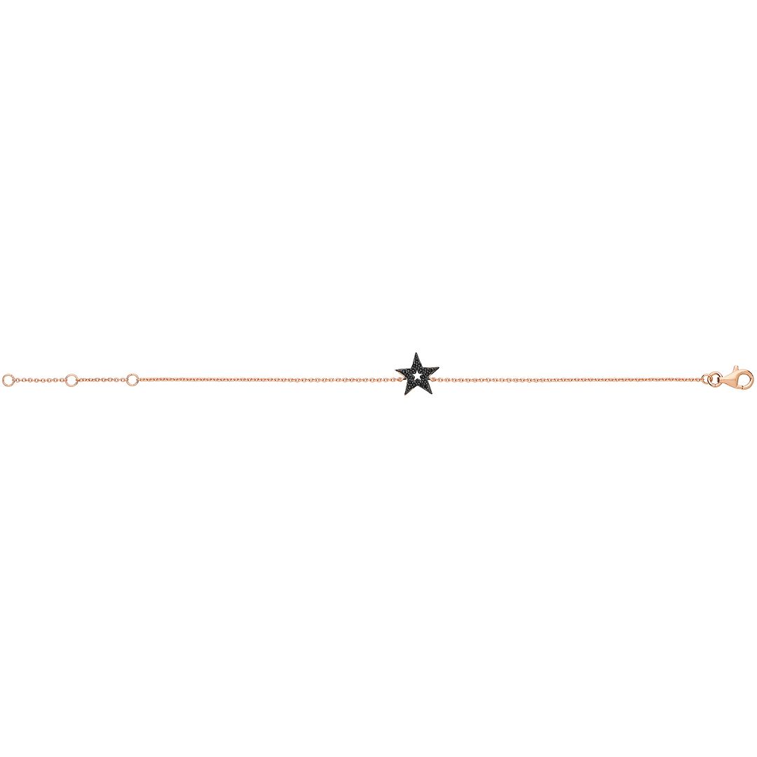 925 Sterling Silver Unisex Rose Plated Star Bracelet — 1.5g