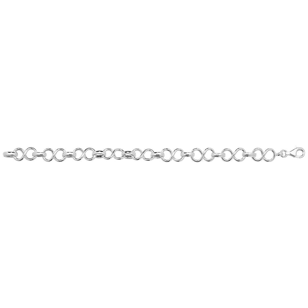 925 Sterling Silver Ladies' Infinity Link Bracelet — 7.6g
