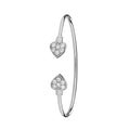 925 Sterling Silver Unisex Maidens Double Hearts Torc Bangle — 9.2g