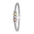 925 Sterling Silver Ladies' Oval Mesh and Rose Plated Bangle — 12.5g