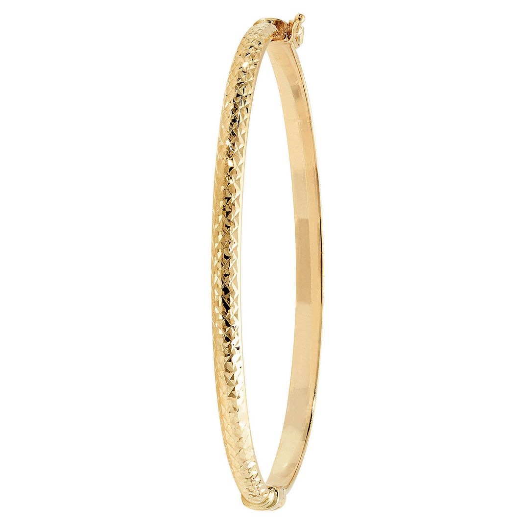 9 Carat (375) Yellow Gold Ladies' Diamond Cut Hinged Bangle — 3.7g