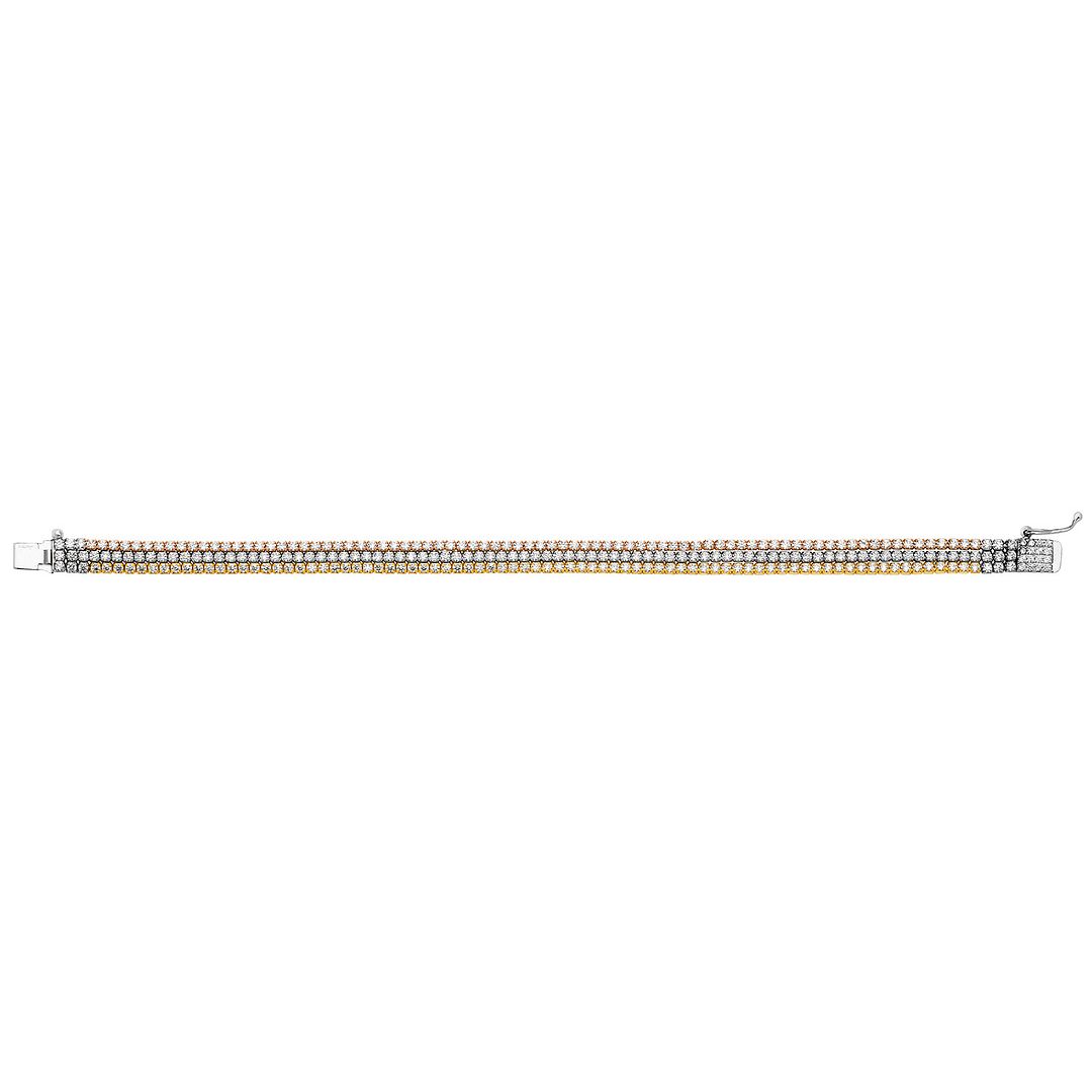 925 Sterling Silver Ladies' Tricolour Tennis Bracelet — 10.0g