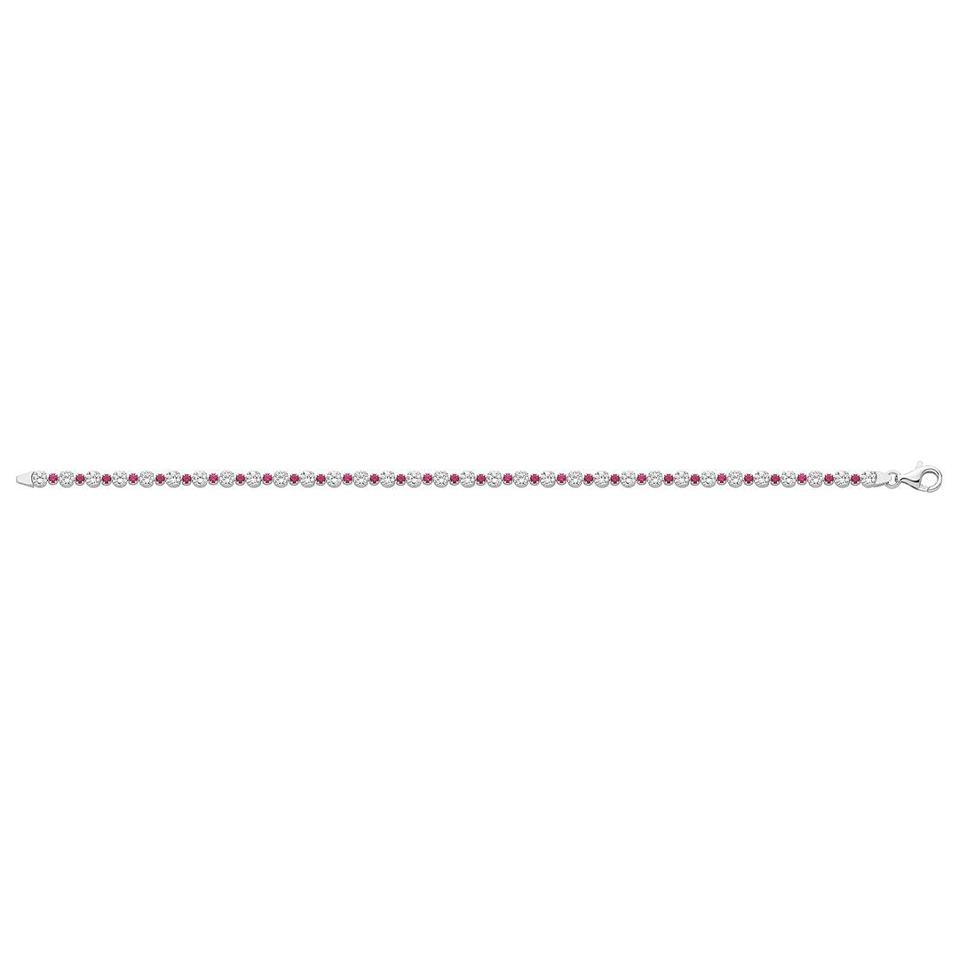 925 Sterling Silver Unisex Red Tennis Bracelet — 3.2g