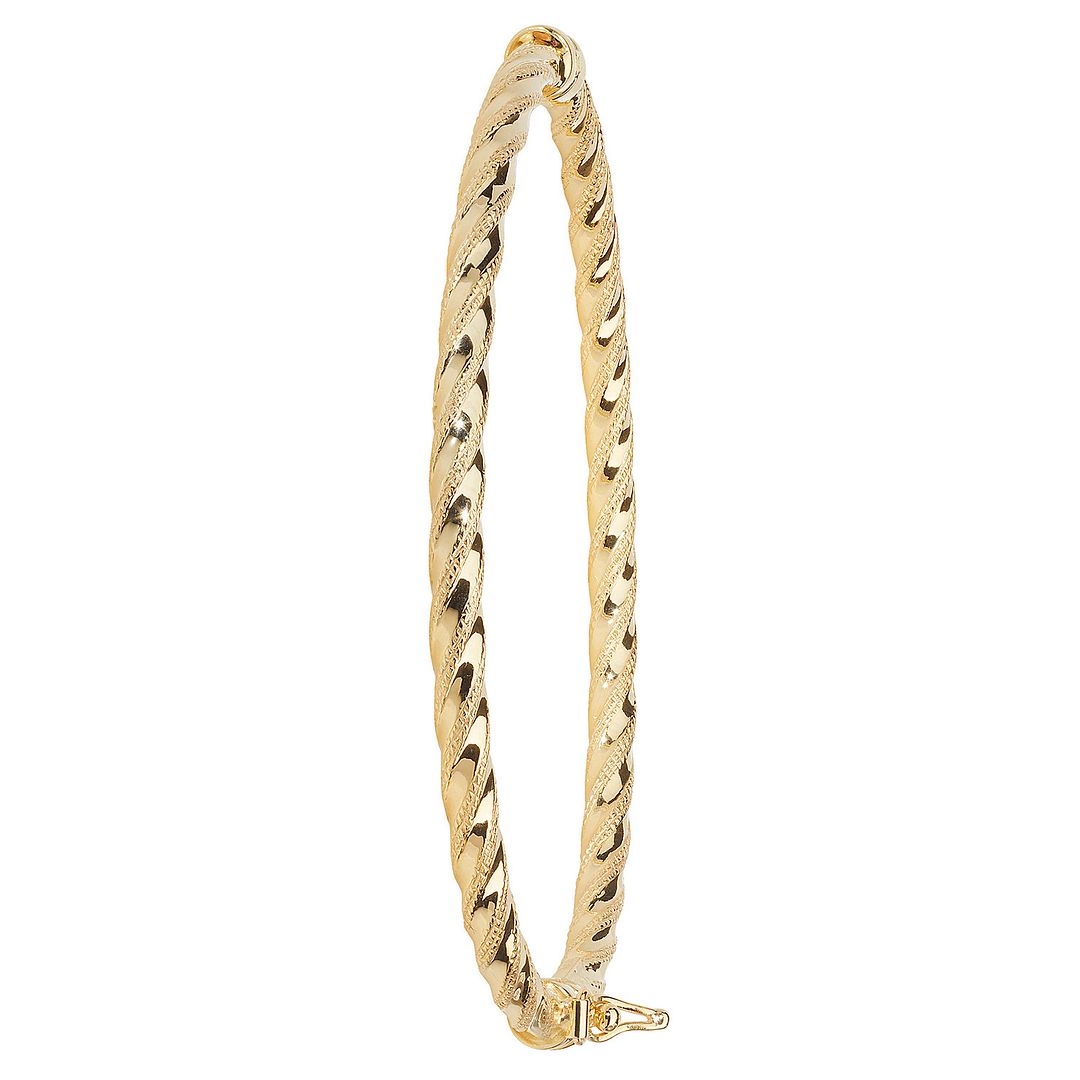 9 Carat (375) Yellow Gold Ladies' Diamond Cut Hinged Bangle — 4.0g