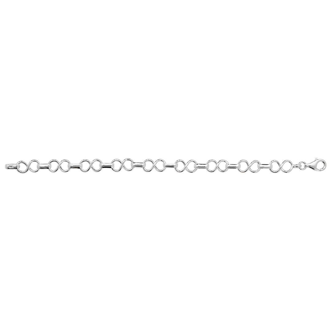 925 Sterling Silver Ladies' Infinity Link Bracelet — 6.3g