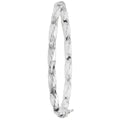 925 Sterling Silver Ladies' Oval Diamond Cut Twisted Hinged Bangle — 10.0g