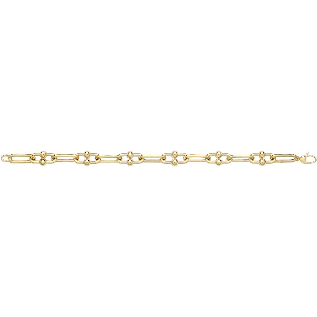 9 Carat (375) Yellow Gold Unisex Hollow Bubble Link Bracelet — 7.9g