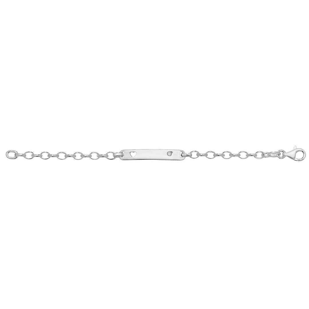 925 Sterling Silver Babies' Cut Out Heart Set ID Bracelet — 4.8g