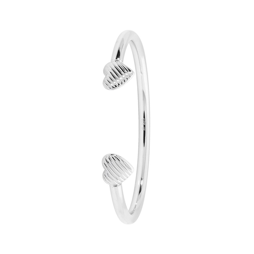 925 Sterling Silver Babies' Double Heart Torc Bangle — 3.3g