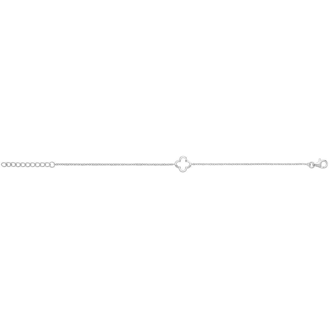 925 Sterling Silver Unisex Flower Outline Bracelet — 1.4g
