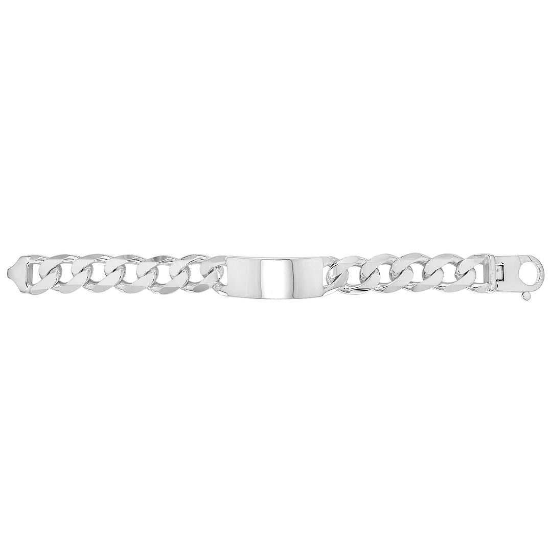 925 Sterling Silver Men's Heavy Curb ID Bracelet — 106.7g