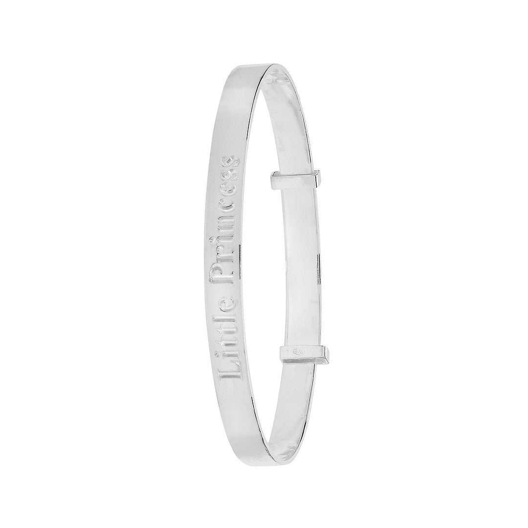 925 Sterling Silver Babies' Round Little Princess Expandable Bangle — 4.0g