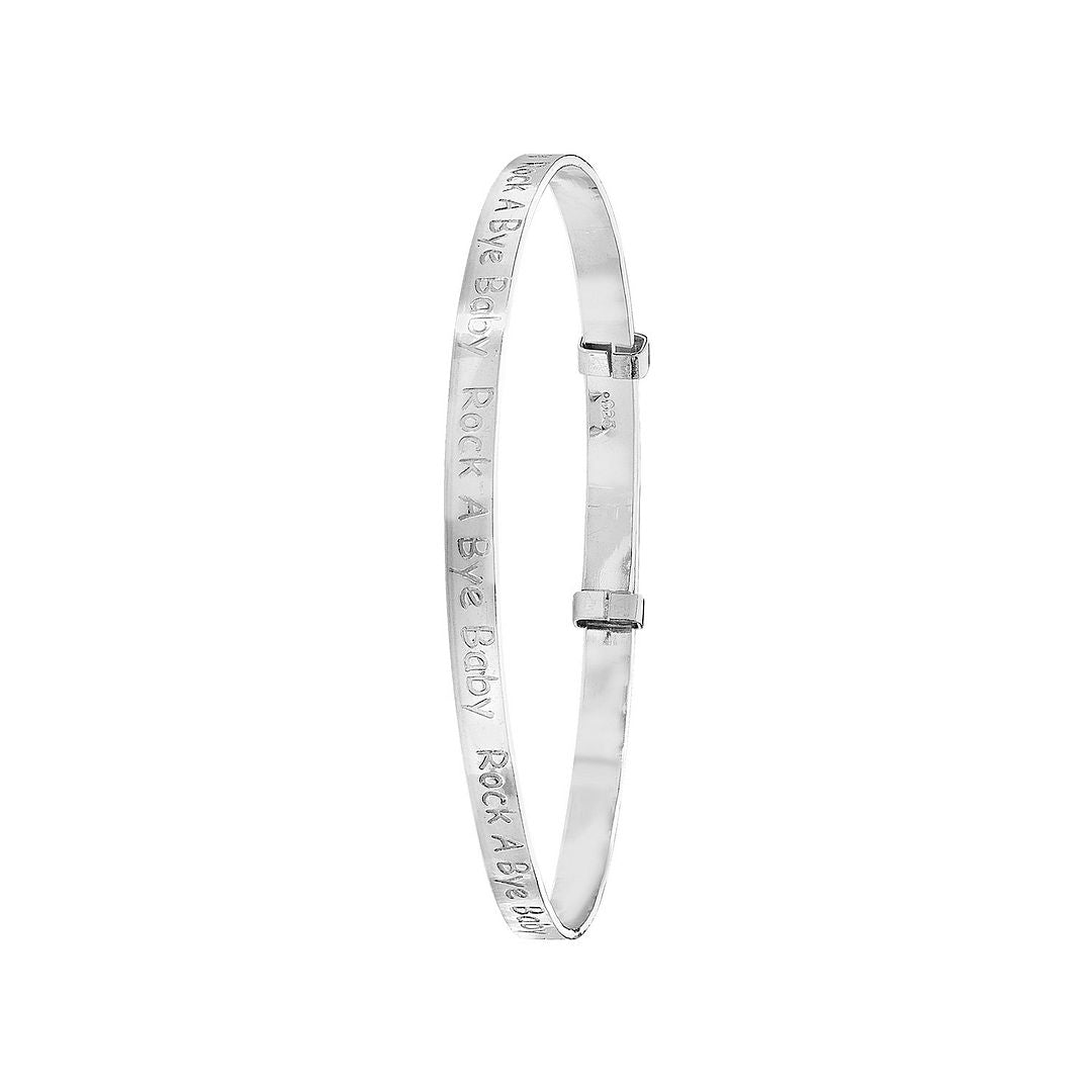 925 Sterling Silver Babies' Round Rock A Bye Baby Expandable Bangle — 2.8g