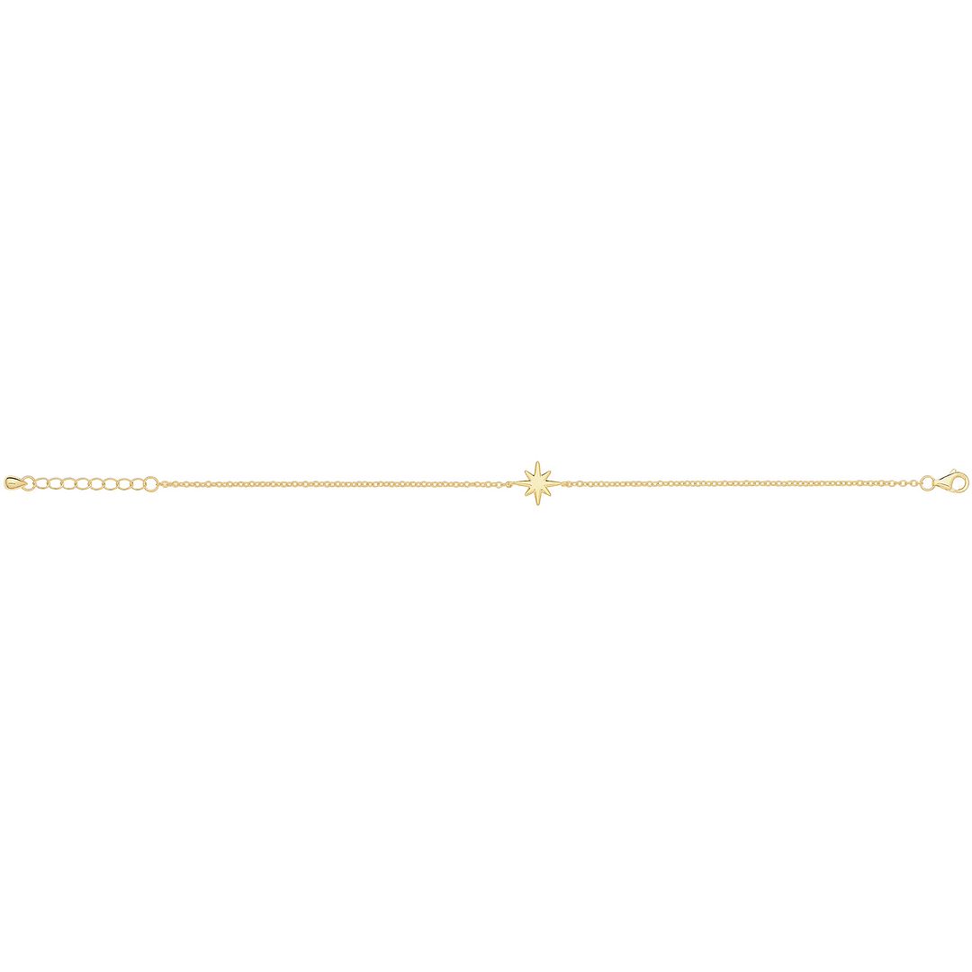 925 Sterling Silver Ladies' Plated Star Bracelet — 1.7g
