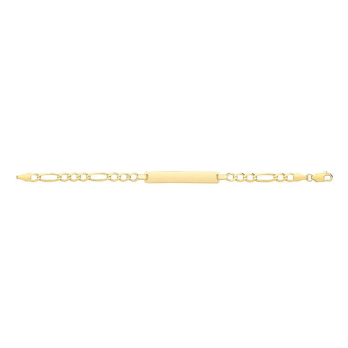 9 Carat (375) Yellow Gold Babies' Figaro 6 inches ID Bracelet — 4.0g