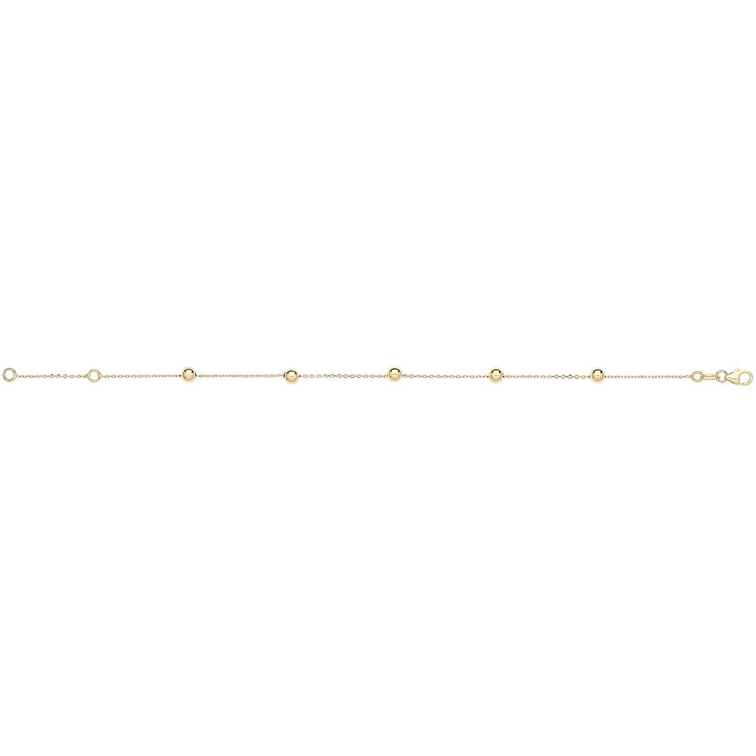 9 Carat (375) Yellow Gold Unisex 7.25 inches Beaded Bracelet — 0.9g
