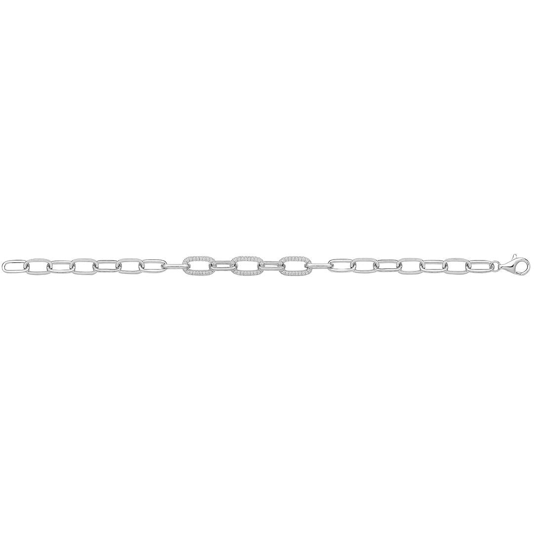 925 Sterling Silver Unisex Paper Clips Bracelet — 7.1g