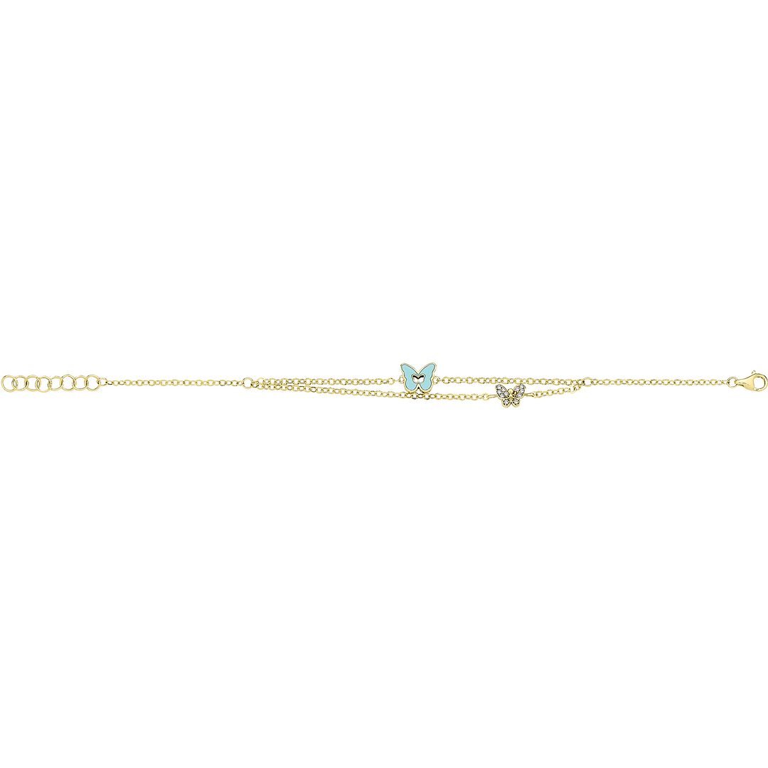 9 Carat (375) Yellow Gold Unisex Turquoise Enamel Butterfly Bracelet — 2.7g