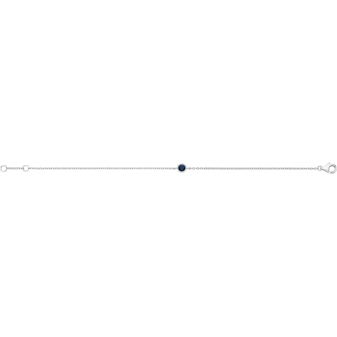 925 Sterling Silver Unisex Sapphire Solitaire Bracelet — 1.2g
