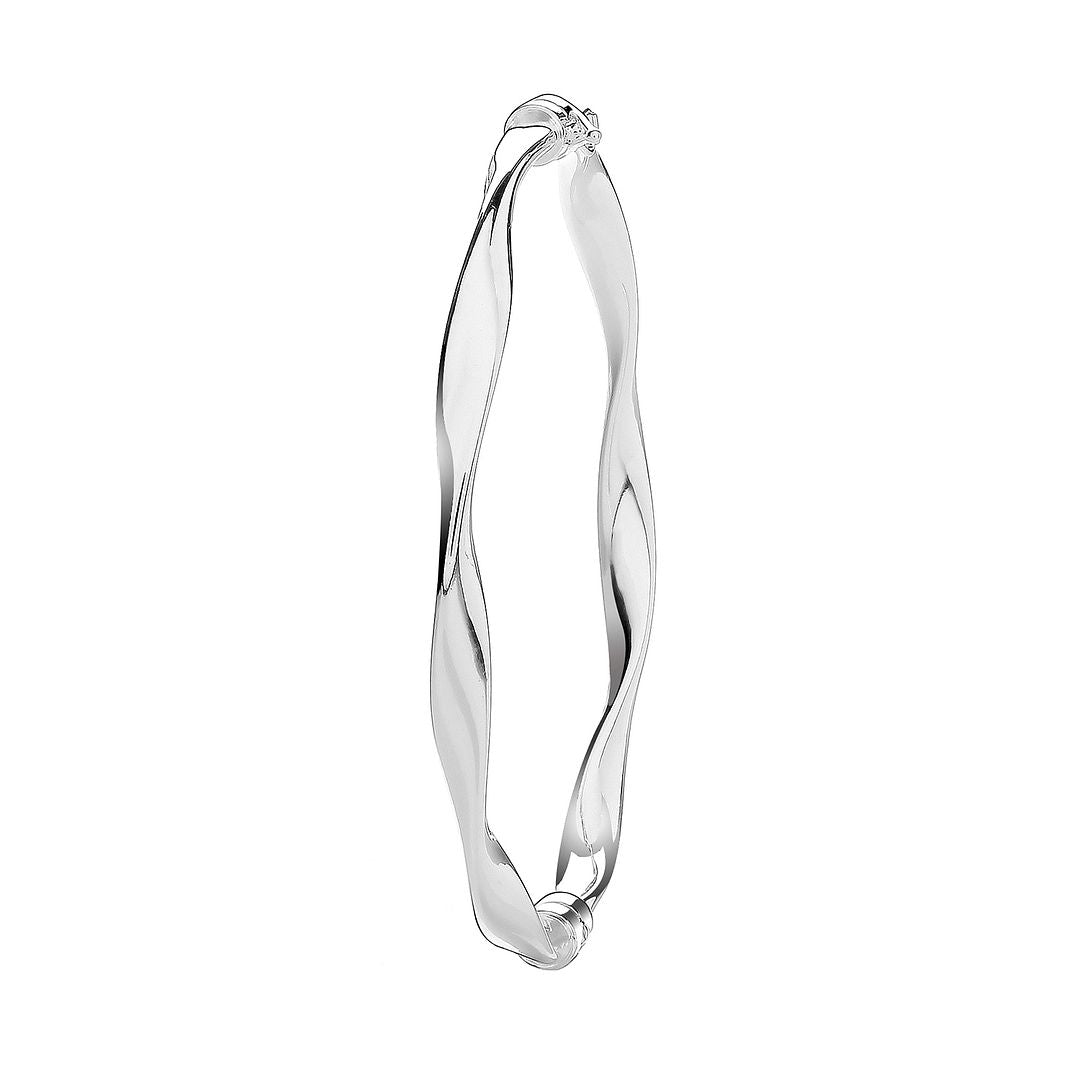 925 Sterling Silver Ladies' Twisted Hinged Bangle — 7.0g