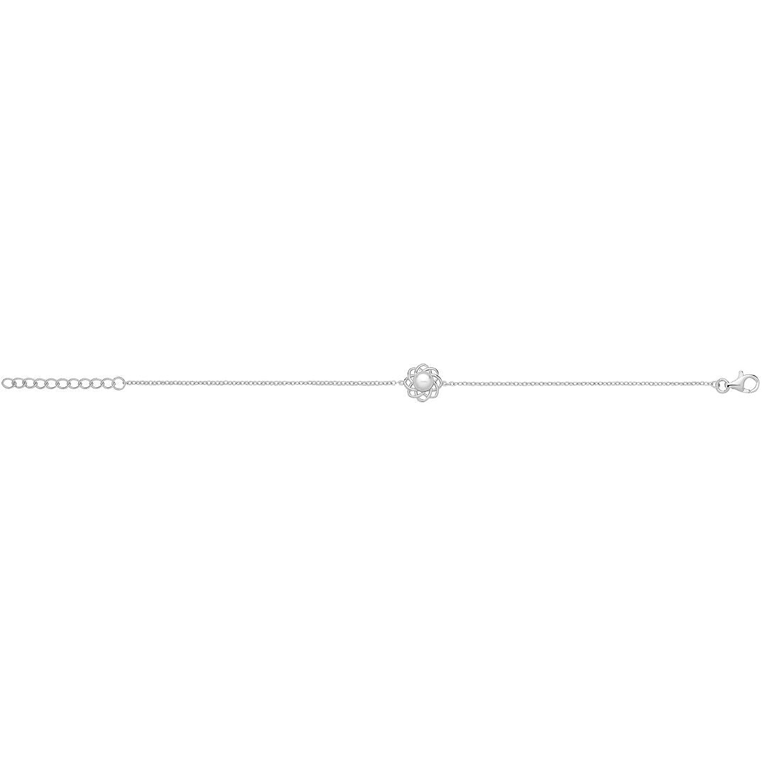 925 Sterling Silver Unisex Swirl With Fresh Water Pearl Bracelet — 1.4g