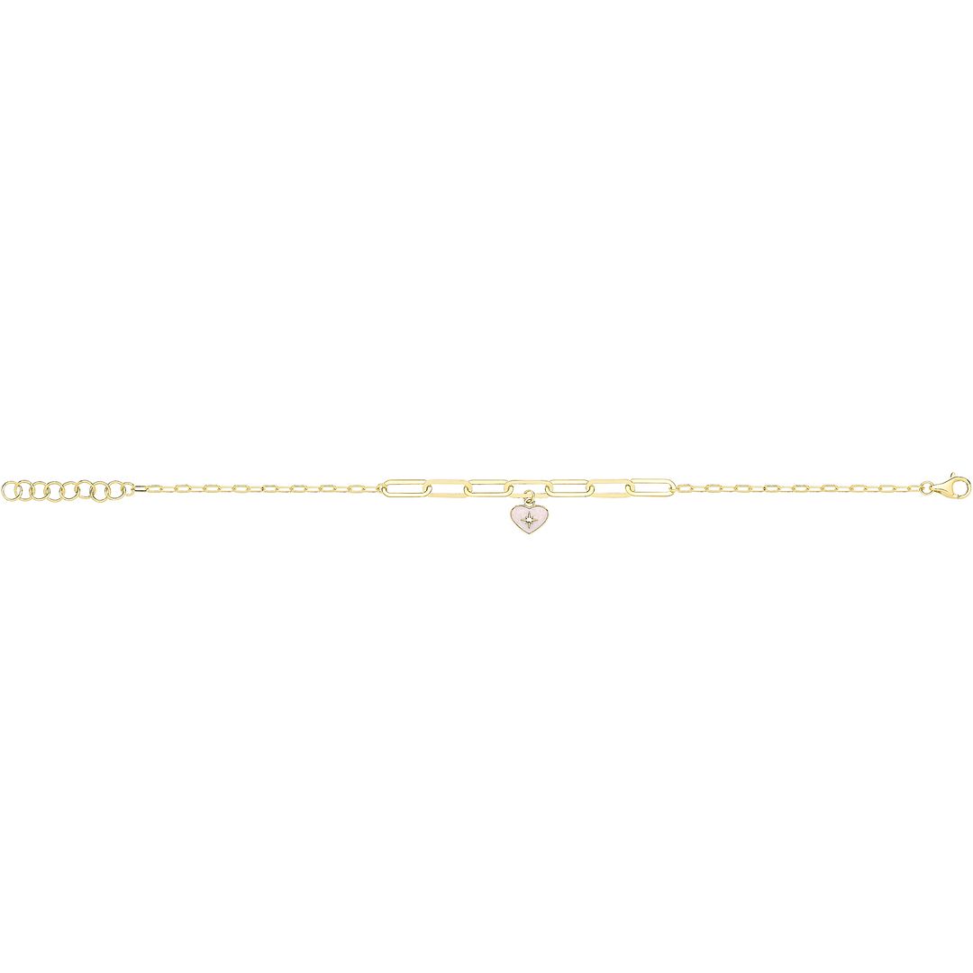 9 Carat (375) Yellow Gold Unisex White Enamel Heart North Star Bracelet — 1.7g