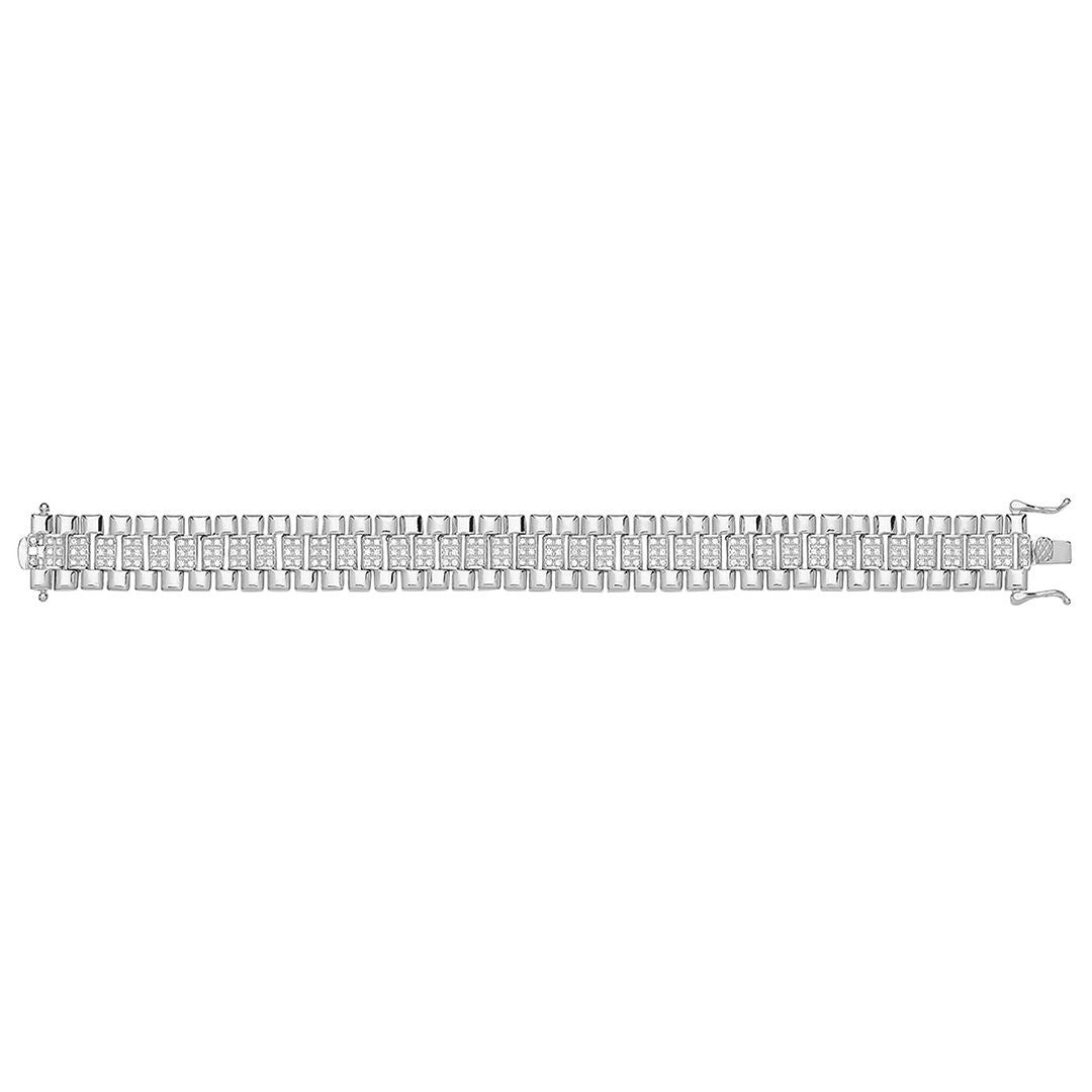 925 Sterling Silver Men's Set Watch Strap Bracelet — 34.6g