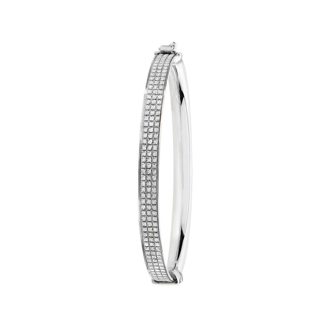 925 Sterling Silver Babies' Oval Moondust Hinged Bangle — 5.1g