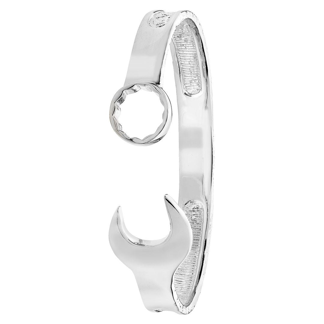 925 Sterling Silver Ladies' Oval Spanner Bangle — 35.3g