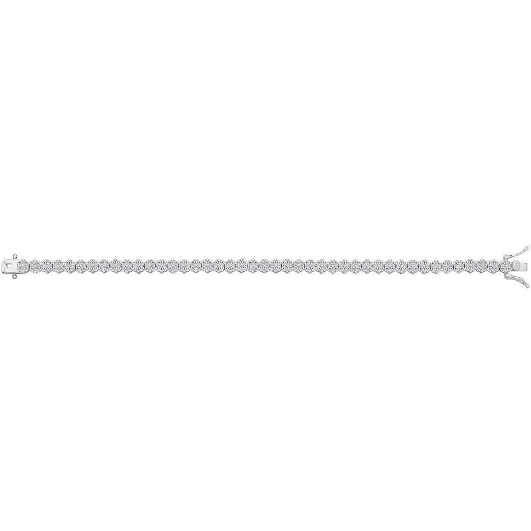 925 Sterling Silver Unisex Clusters Tennis Bracelet — 12.5g