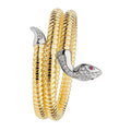 925 Sterling Silver Ladies' Oval Plated Red Eyes Snake Bangle — 26.0g