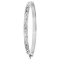 925 Sterling Silver Unisex Maidens Oval Diamond Cut Hinged Bangle — 5.7g
