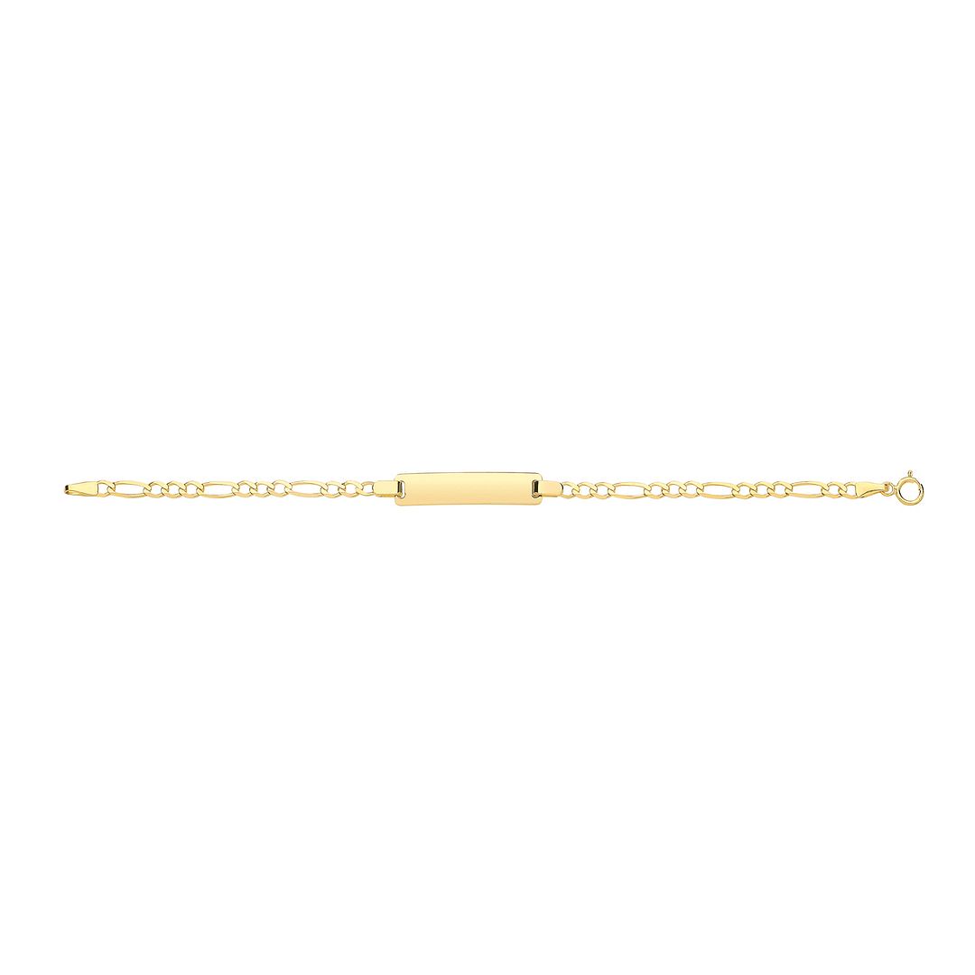 9 Carat (375) Yellow Gold Babies' Figaro 6 inches ID Bracelet — 2.2g