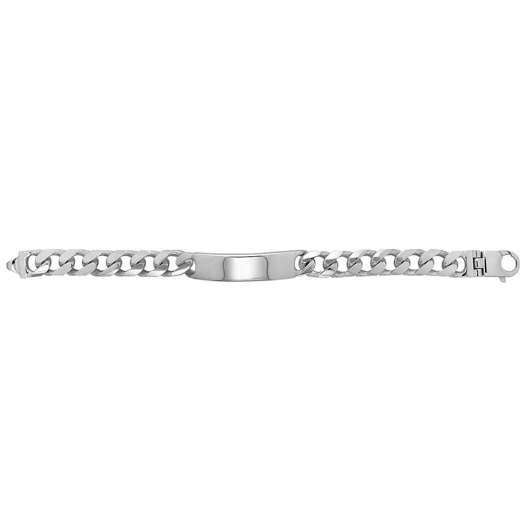 925 Sterling Silver Men's Curb Bombe ID Bracelet — 67.8g